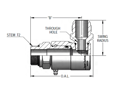 9SS12MO12XMJ12-Z-AL by Super Swivel | 6931-Z-AL | 1-1/16-12 Male O-Ring ORB x 1-1/16-12 Male 37° JIC | 0.385" Through Hole | 90° Elbow | Zinc | AFLAS Seal