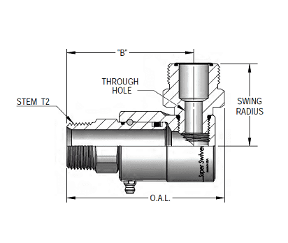 9SS12MP75XMFS12-Z-ETP by Super Swivel | 8562-Z-ETP | 3/4-14 Male Pipe NPTF x 13/16-12 Male Face Seal MFS | 0.389" Through Hole | 90° Elbow | Zinc | Extreme Viton® Seal
