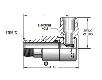 9SS16MP100XMP100-Z-V by Super Swivel | 7260-Z-V | 1-11-1/2 Male Pipe NPTF x 1-11-1/2 Male Pipe NPTF | 0.550" Through Hole | 90° Elbow | Zinc | Viton Seal