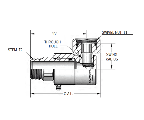 9SS4MP25XPS25-Z-AL by Super Swivel | 6301-Z-AL | 1/4-18 Male Pipe NPTF x 1/4-18 Female Pipe Swivel NPSM | 0.218" Through Hole | 90° Elbow | Zinc | AFLAS Seal