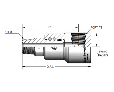 9SS8HPMP50XFP50-Ni-90V by Super Swivel | 6023-Ni-90V | High Pressure 1/2-14 Male Pipe NPTF x 1/2-14 Female NPTF | 0.437" Through Hole | 90° Elbow | Electroless Nickel | Viton Seal