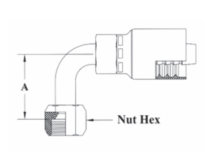 A27-6x8 Couplamatic A Series Coupling - JIC/SAE Dual Seat - 90° Female Swivel Long Drop - 3/8" Hose ID - 3/4x16 Thread