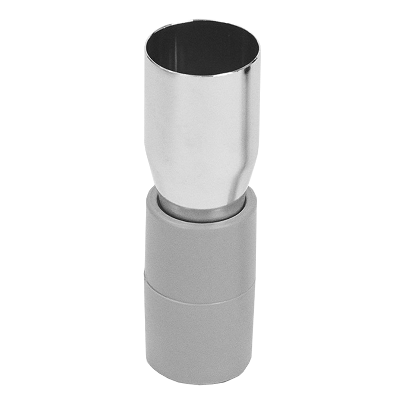 AC16 Flexaust Vacuum Inlet Adapter | Chrome Plated Steel / PVC | 1-1/2" Hose ID | 6-3/8" Length