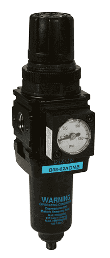 B08-02MGMB Dixon Wilkerson 1/4" Miniature Filter / Regulator with Metal Bowl - Manual Drain - 42.1 SCFM