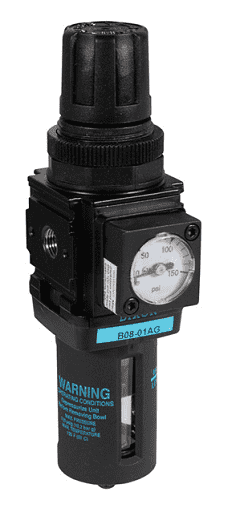 B08-02AG Dixon Wilkerson 1/4" Miniature Filter / Regulator with Transparent Bowl and Guard - Automatic Drain - 42.1 SCFM
