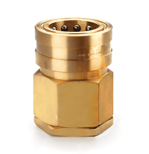 B12H41SL Eaton Hansen HK 10-12-20 Series Female Socket 1 1/4-11 1/2 NPTF VALVED - ISO 7241-1 B Interchange Brass Sleeve Lock Quick Disconnect - Standard Buna-N Seal