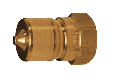 B17-863 Dixon 1" Brass Industrial Hydraulic Quick-Connect Poppet Valve Plug - 1"-11-1/2 NPTF Thread