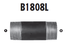 B1808L-06-80MM Adaptall Malleable Iron -06 Male BSPT x -06 Male BSPT 80mm Long Adapter