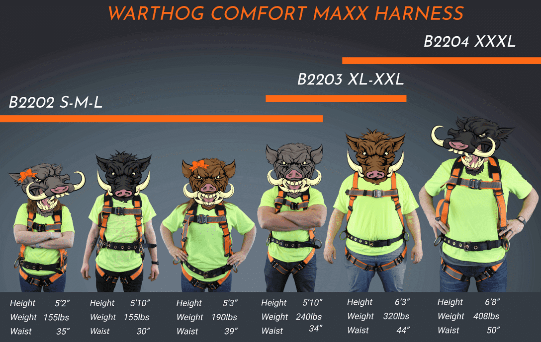 B2202 Malta Dynamics Warthog® Comfort MAXX Belted Side D-Ring Harness (S-M-L)