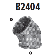 B2404-12-12 by AdaptAll | -12 Female BSP x -12 Female BSP Solid | 45° Elbow  | Malleable Iron