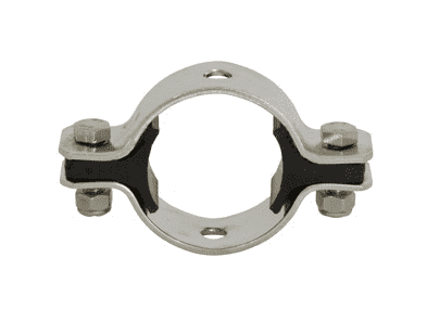 B24RPH-G400 Dixon 304 Stainless Steel Sanitary Round Tube Hanger with Nitrile Inserts - 4" Tube OD