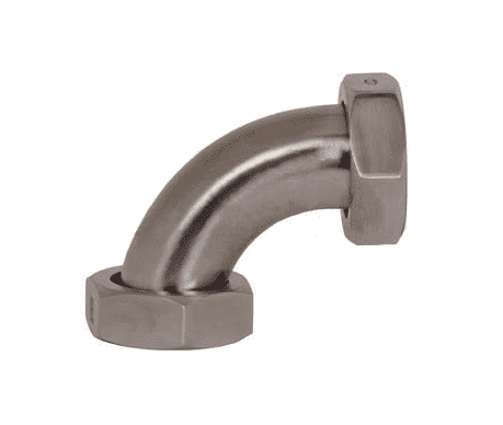B2E-G100 Dixon Valve 304 Stainless Steel Sanitary Plain Bevel Seat x Plain Bevel Seat with Hex Nut 90 deg. Elbow - 1" Tube OD