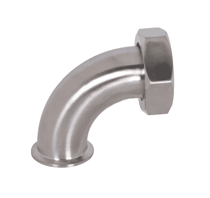 B2FMP-14-G300 Dixon 304 Stainless Steel Sanitary 90 deg. Clamp x Plain Bevel Seat with Hex Nut Elbow - 3" Tube OD