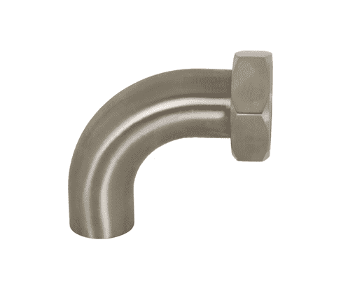 B2FP-G150 Dixon 304 Stainless Steel Sanitary Polished 90 deg. Plain Bevel Seat with Hex Nut x Weld Elbow - 1-1/2" Tube OD