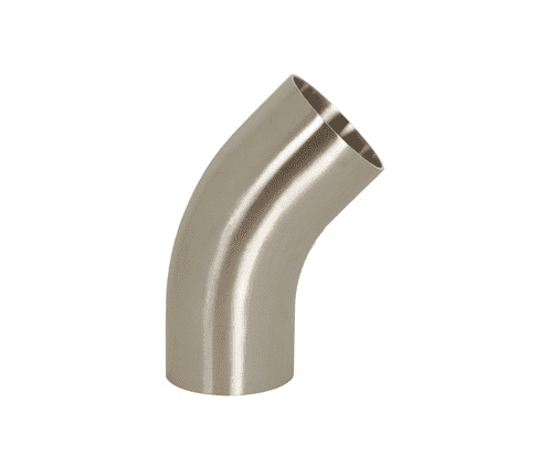 B2KS-G150P Dixon 304 Stainless Steel Sanitary Polished 45 deg. Weld Elbow with Tangent - 1-1/2" Tube OD