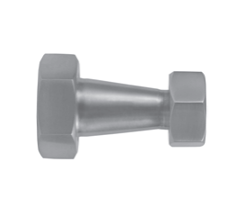 B3114F-G200150 Dixon Valve Plain Bevel Seat x Plain Bevel Seat with Hex Nut Concentric Reducer - 2" x 1-1/2" Tube OD - 304 Stainless Steel