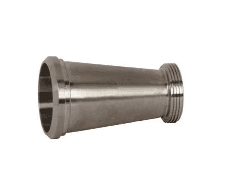 B3115F-G400300 Dixon 304 Stainless Steel Sanitary Plain Bevel Seat x Threaded Bevel Seat Concentric Reducer - 4" x 3" Tube OD