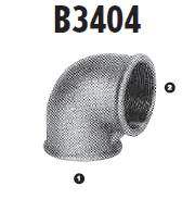 B3404-48-48 Adaptall Malleable Iron 90 deg. -48 Female BSP x -48 Female BSP Solid Adapters
