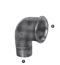 B3804-06-06 Adaptall Malleable Iron 90 deg. -06 Male BSPT x -06 Female BSP Solid Elbow