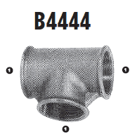 B4444-04 Adaptall Malleable Iron -04 Female BSP Solid Tee