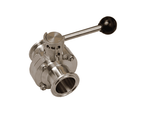 B5101V400CC-A Dixon 4" 316L Stainless Steel Sanitary Clamp End Butterfly Valve with Pull Handle and FKM Seats
