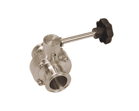 B5101E250CC-B Dixon 2-1/2" 316L Stainless Steel Sanitary Clamp End Butterfly Valve with Infinite Position Handle and EPDM Seats