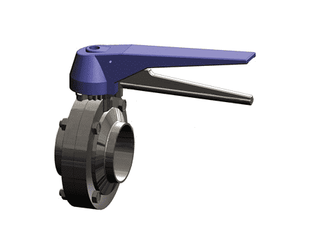 B5115S400BB-C Dixon 4" 304 Stainless Steel Sanitary Butterfly Valve with Trigger Handle - Weld End