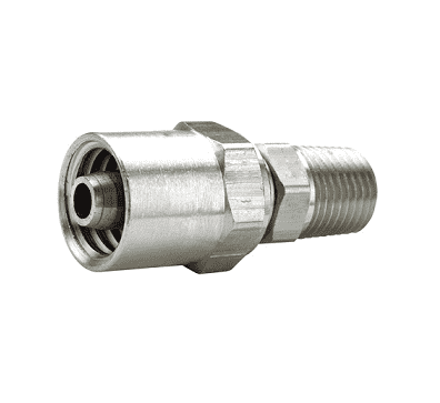 BN21RU50SS Dixon 303 Stainless Steel Reusable Male Fitting - 1/4" Hose ID - 1/2" Hose OD - 1/8" NPTF Thread