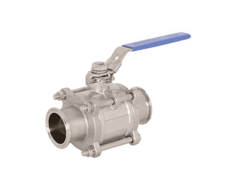 BV2GG-300CC-A Dixon 3" 316 Stainless Steel Sanitary Non-Encapsulated 2-way 3 Piece Stainless Steel Ball Valve