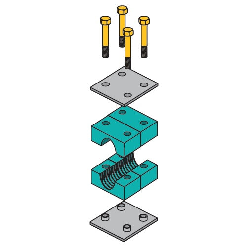 H3010D ZSi-Foster | Double Weld Mount Beta Clamp | Heavy Series | For 5/8" Tube | Polypropylene/Steel