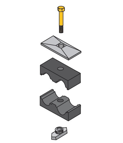 T2004H-R ZSi-Foster | C-Rail Mount Beta Clamp | Smoothie Twin Series | For 1/4" x 1/4" Hose | Polypropylene/Steel