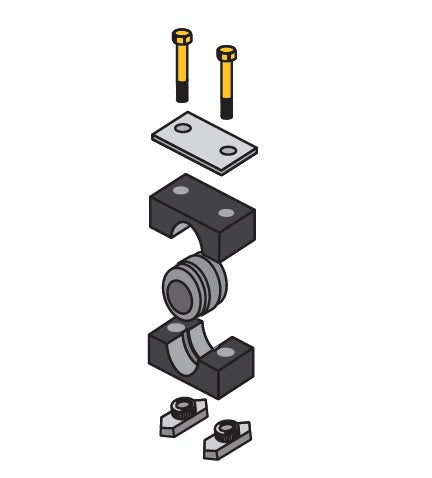 S4012RIR ZSi-Foster | C-Rail Mount Beta Clamp | Standard Series with Rubber Insert | For 3/4" Tube | Polypropylene/Steel