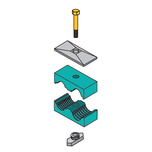 T2010R-SS ZSi-Foster | C-Rail Mount Beta Clamp | Twin Series | For 5/8" x 5/8" Tube | Polypropylene/304 Stainless Steel