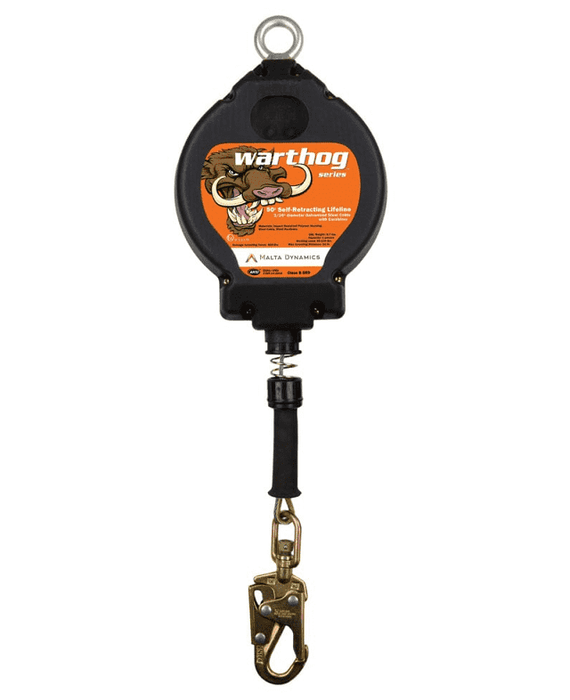 C7002 Malta Dynamics 50' Warthog® Self-Retracting Lifeline with Carabiner, Steel Snap Hook, Snout and Tag Line - Class B