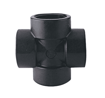 CR125 Banjo Polypropylene Pipe Cross - 1-1/4" Female NPT x 1-1/4" Female NPT x 1-1/4" Female NPT x 1-1/4" Female NPT - 150 PSI