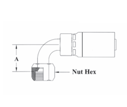 CS23-6X6 Couplamatic VARI-CRIMP Coupling - SAE 45° Seat - 90° Female Swivel - 3/8" Hose ID - 5/8x18 Thread - 0.91" Drop (Old Part Number: 6151V)