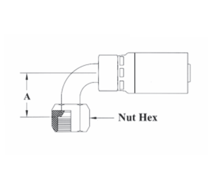 CS23-6X6L Couplamatic VARI-CRIMP Coupling - SAE 45° Seat - 90° Female Swivel - 3/8" Hose ID - 5/8x18 Thread - 2.18" Drop (Old Part Number: 6172V)