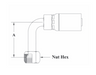 CS33-4X6 Couplamatic VARI-CRIMP Coupling - O-Ring Face Seal (ORF) - 90° Female Swivel Long Drop - 1/4" Hose ID - 11/16x16 Thread (Old Part Number: 4A66V)