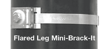D31099 by Band-It | Mounting Bracket | Flared Leg Mini Brack-it | 304 Stainless Steel Bolt | Stainless Steel & Fiber Washer | 1/2" Slot | 200/300 Stainless Steel | 50/Box