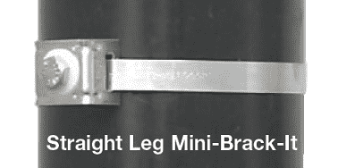 D31599 by Band-It | Mounting Bracket | Straight Leg Mini Brack-it | 304 Stainless Steel Bolt | Stainless Steel & Fiber Washer | 1/2" Slot | 200/300 Stainless Steel | 50/Box