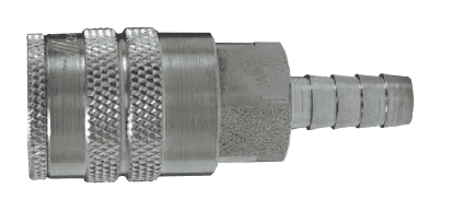DC2042S Dixon Air Chief 303 Stainless Steel Semi-Automatic Pull Sleeve Quick-Connect Coupler - Standard Hose Barb - 1/4" Body Size x 1/4" Hose ID