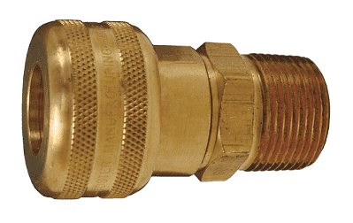 DC21 Dixon Air Chief Brass Semi-Automatic Pull Sleeve Quick-Connect Coupler - Male Pipe Thread - 1/4" Body Size x 1/4" Male NPT