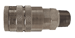 DC9S Dixon Air Chief 303 Stainless Steel Semi-Automatic Pull Sleeve Quick-Connect Coupler - Male Pipe Thread - 1/2" Body Size x 1/2" Male NPT