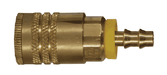 DC3844L Dixon Brass Air Chief ARO Speed Quick-Connect Coupler (Semi-Automatic Pull Sleeve to Connect) - Push-On Hose Barb - 1/4" Body Size x 3/8" Hose ID