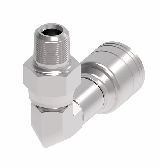 1AA4PSB6 Aeroquip by Danfoss | Male Pipe Swivel 90° Elbow (PSB) TTC Crimp Fitting | -04 Male NPTF Swivel x -06 Hose Barb | Steel