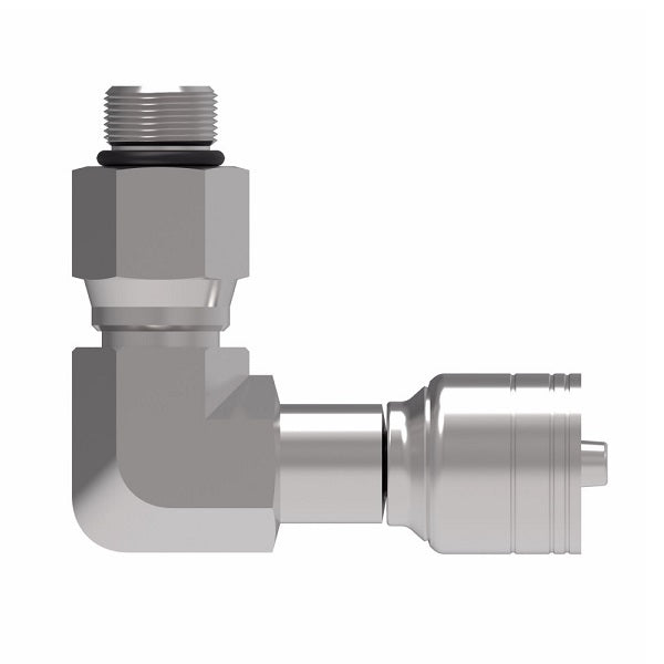 1AA12SBB12 Aeroquip by Danfoss | Male ORB Straight Thread Swivel (With Sleeve) (SBB) 90° Elbow TCC Crimp Fitting | -12 Male O-Ring Boss x -12 Hose Barb | Steel