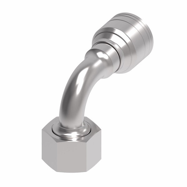 1A6DSB6 Aeroquip by Danfoss | 1 & 2 Wire TTC DKO Female Swivel, Heavy Duty, 90° Elbow (DSB) Crimp Fitting | S10 Female DKO/DIN x -06 Hose Barb | Steel