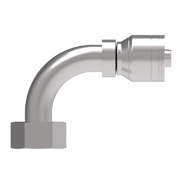 1A40DLB24 Aeroquip by Danfoss | 1 & 2 Wire TTC DKO Female Swivel, Light Duty, 90° Elbow (DLB) Crimp Fitting | L42 Female DKO/DIN x -24 Hose Barb | Steel