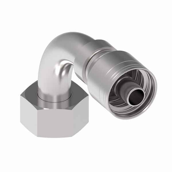 1A40DLB24 Aeroquip by Danfoss | 1 & 2 Wire TTC DKO Female Swivel, Light Duty, 90° Elbow (DLB) Crimp Fitting | L42 Female DKO/DIN x -24 Hose Barb | Steel
