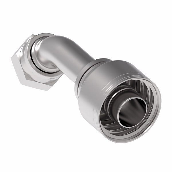 1A16FRA20 Aeroquip by Danfoss | Female ORS Swivel 45° Elbow (FRA) Crimp Fitting | -16 Female O-Ring Face Seal Swivel x -20 Hose Barb | Steel